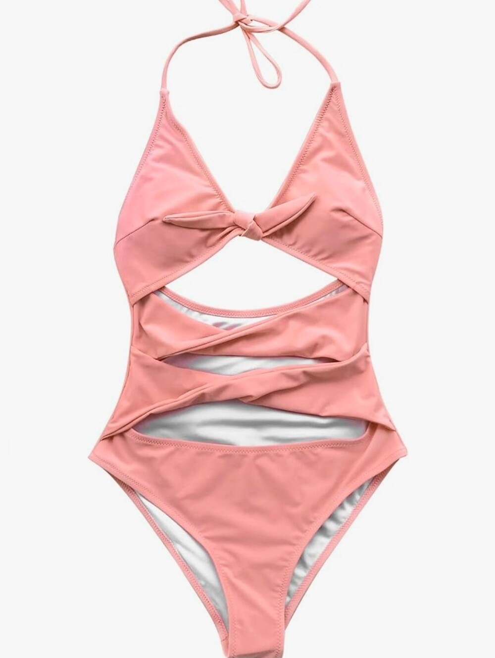 Cupshe Peach Woman Cutout One-Piece Swimsuit NWT Medium panels on the torso